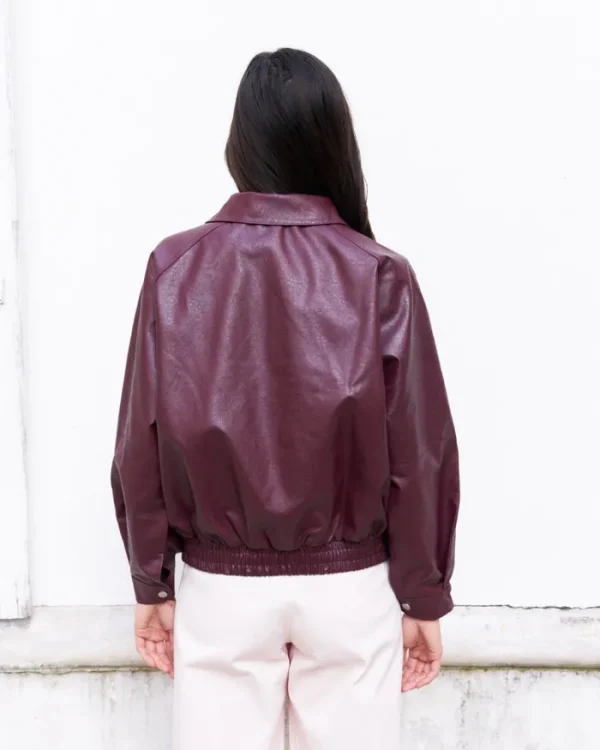 Erotokritos Coats & Jackets*Ramon-Oversized Vegan Leather Retro Jacket-Burgundy