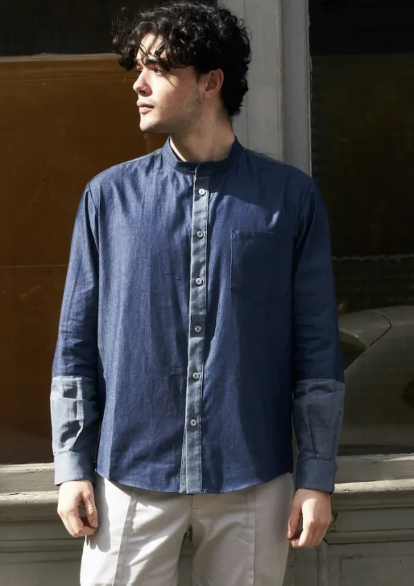 Erotokritos Tops & Shirts*Remi-Denim Shirt With Two Toned Details