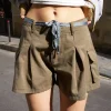 Erotokritos Bottoms*Ritu- Military Khaki Pleated Shorts