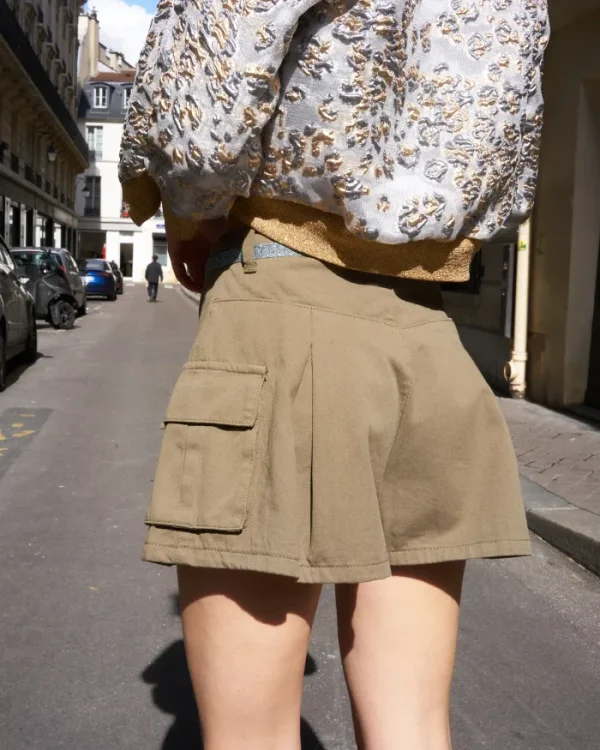 Erotokritos Bottoms*Ritu- Military Khaki Pleated Shorts