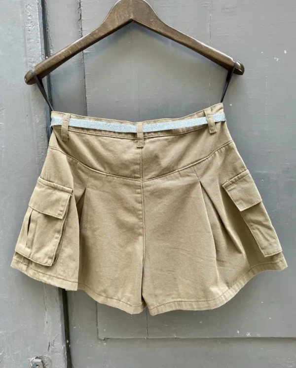 Erotokritos Bottoms*Ritu- Military Khaki Pleated Shorts