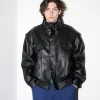 Erotokritos Coats & Jackets*Robb - Vegan Leather Jacket with Padded Shoulders - Black