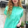 Erotokritos Tops & Shirts*Rori-Seersucker Short Sleeve Shirt-Mint