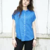 Erotokritos Tops & Shirts*Rori-Seersucker Short Sleeve Shirt-Blue