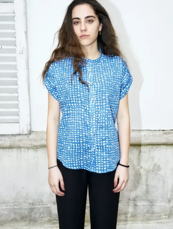 Erotokritos Tops & Shirts*Rori-Seersucker Short Sleeve Shirt-Geometric Print