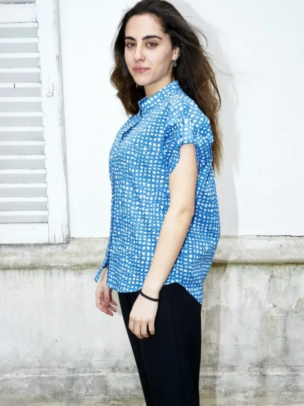 Erotokritos Tops & Shirts*Rori-Seersucker Short Sleeve Shirt-Geometric Print