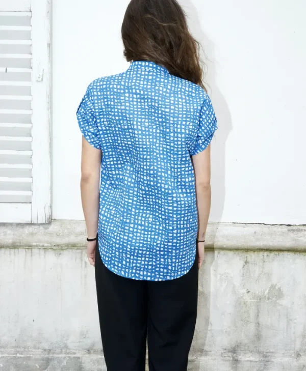 Erotokritos Tops & Shirts*Rori-Seersucker Short Sleeve Shirt-Geometric Print