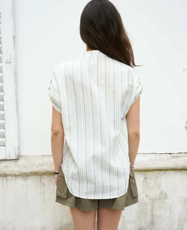 Erotokritos Tops & Shirts*Rori-Seersucker Short Sleeve Shirt-Stripe