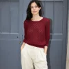 Erotokritos Knitwear | Tops & Shirts*Sade - Texture Lace Knit light Sweater - Dark Cherry