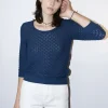 Erotokritos Knitwear | Tops & Shirts*Sade - Texture Lace Knit light Sweater - Navy