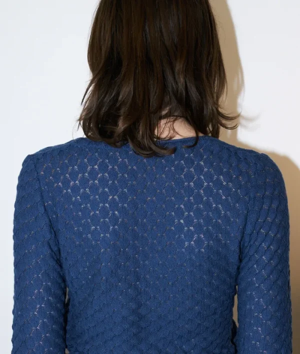 Erotokritos Knitwear | Tops & Shirts*Sade - Texture Lace Knit light Sweater - Navy