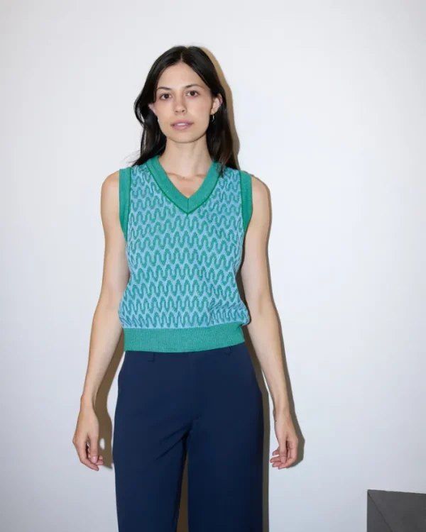 Erotokritos Knitwear | Tops & Shirts*Sandie - Jacquard Wave Knit Vest