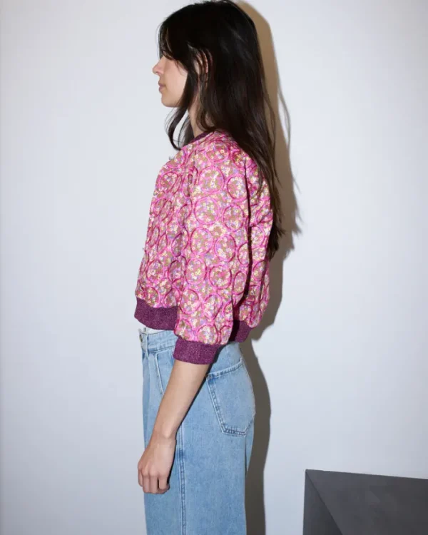 Erotokritos Coats & Jackets | Tops & Shirts*Selina - Embroidered Floral Pattern Crop Jacket - Pink