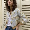 Erotokritos Coats & Jackets | Tops & Shirts*Selina - Silk Brocade Crop Jacket in Gold & Silver Floral Pattern