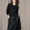 Erotokritos Knitwear | Tops & Shirts*Sienna - Texture Lace Knit light Sweater - Black