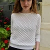 Erotokritos Knitwear | Tops & Shirts*Sienna-Fine Lace Knit 3/4 Sleeve Sweater-White