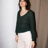 Erotokritos Knitwear | Tops & Shirts*Skippy - Texture Lace Knit light Sweater - Green