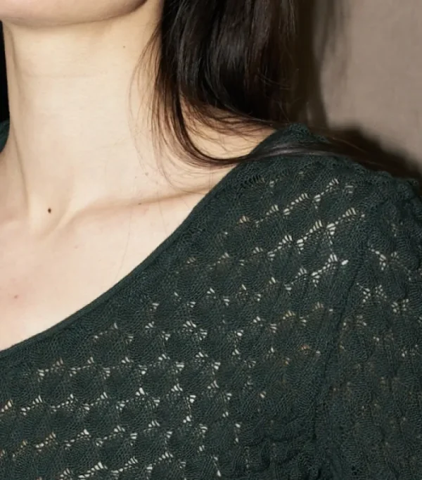 Erotokritos Knitwear | Tops & Shirts*Skippy - Texture Lace Knit light Sweater - Green