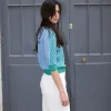 Erotokritos Knitwear | Tops & Shirts*Slim - Wave Jacquard light Sweater - Green/Light Blue