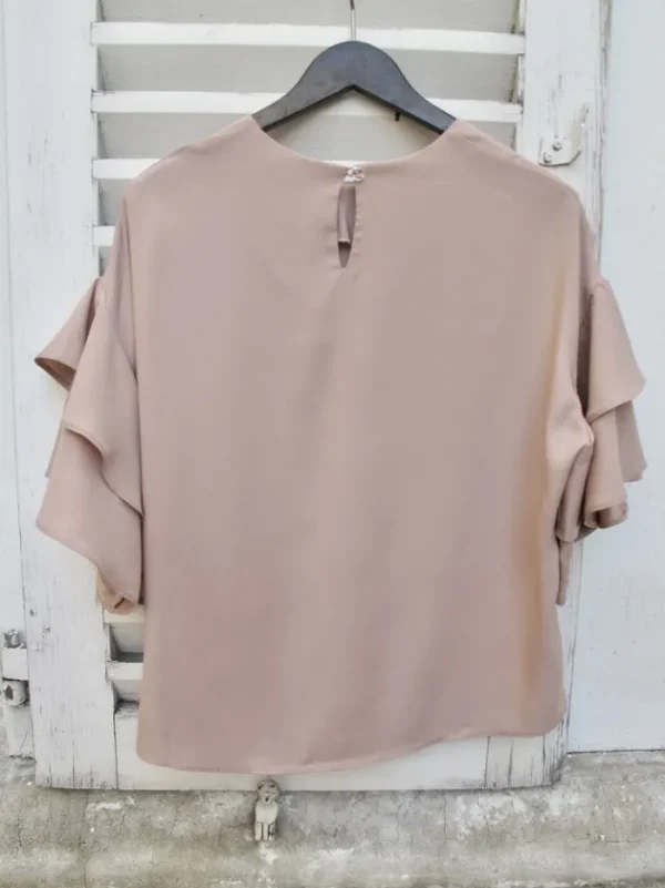 Erotokritos Tops & Shirts*Sophie - Ruffle Silk Top - Blush