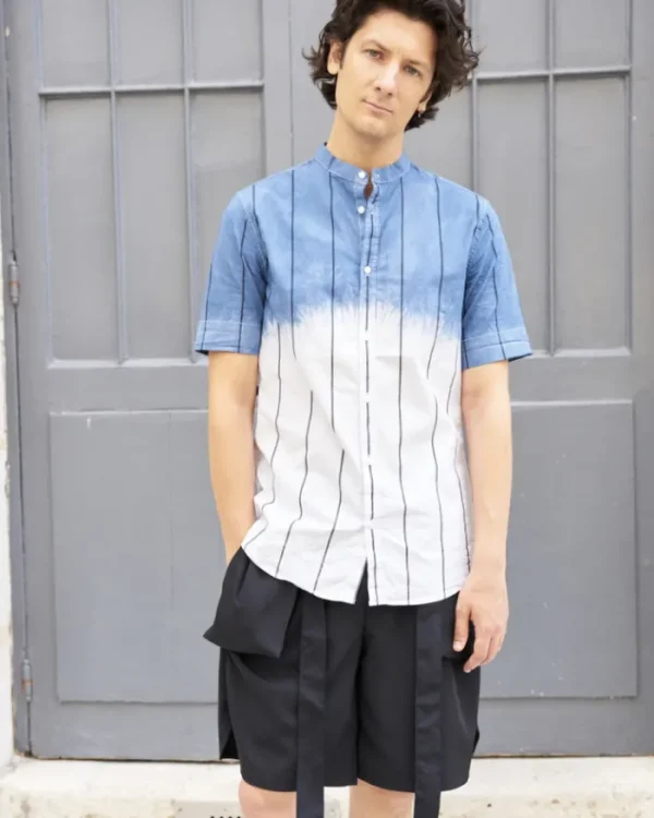 Erotokritos Tops & Shirts*Teddy-Stripe Tie and Dye Short Sleeve Shirt