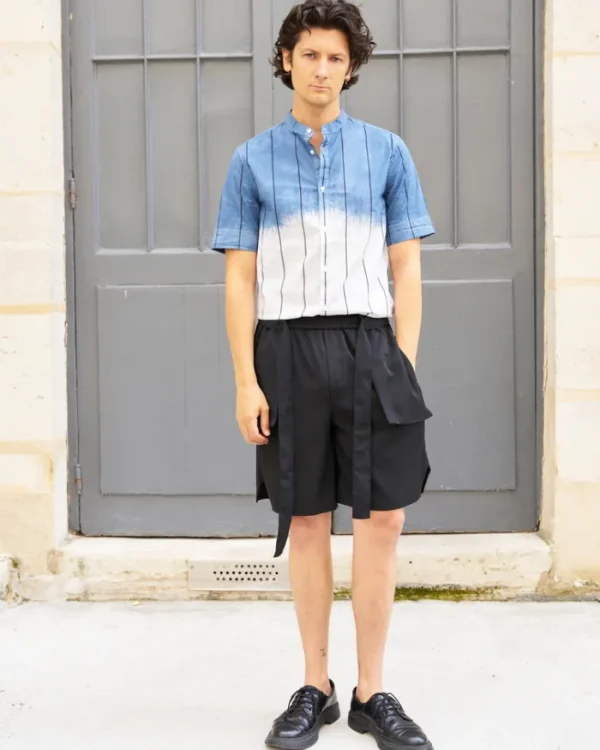 Erotokritos Tops & Shirts*Teddy-Stripe Tie and Dye Short Sleeve Shirt