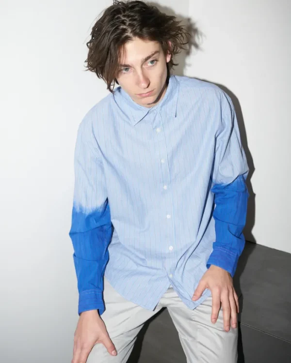 Erotokritos Tops & Shirts*Trevor - Oversized Stripe Shirt With Deep Dyed Sleeves