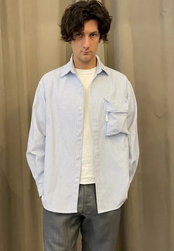 Erotokritos Tops & Shirts*Tyrion - Boxy 3D Pocket Stripe Over-Shirt