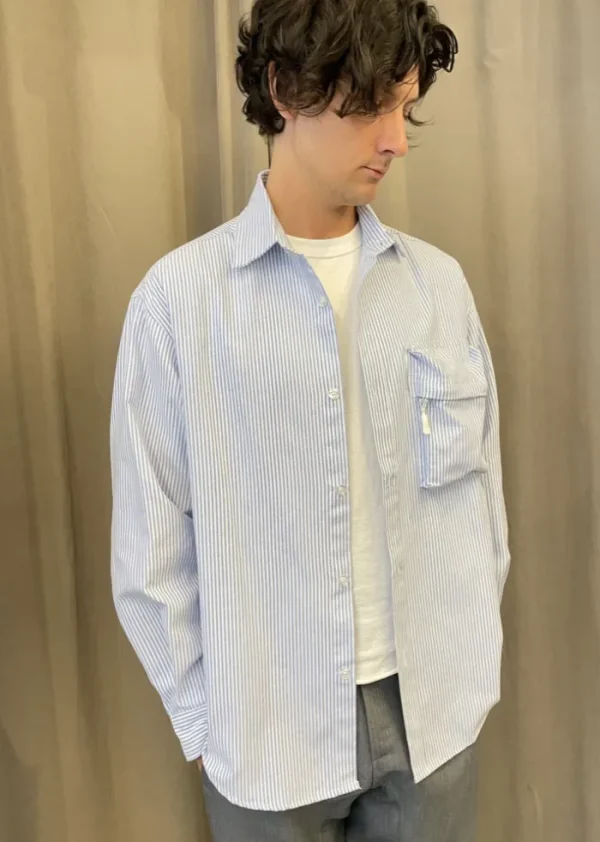 Erotokritos Tops & Shirts*Tyrion - Boxy 3D Pocket Stripe Over-Shirt