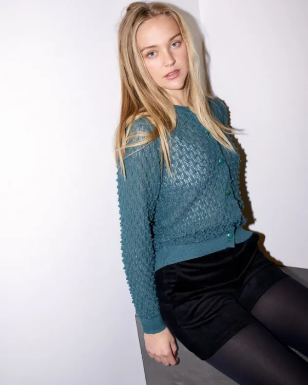 Erotokritos Knitwear | Tops & Shirts*Vanity - Textured Lace Knit Cardigan - Green