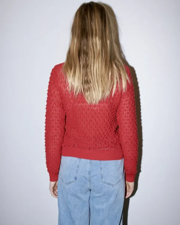 Erotokritos Knitwear | Tops & Shirts*Vanity - Textured Lace Knit Cardigan - Red