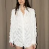 Erotokritos Tops & Shirts*Wanda - Oversized Fringed Organza Shirt - White - W