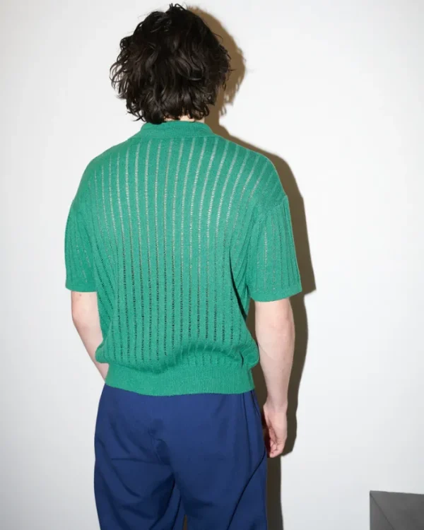 Erotokritos Tops & Shirts | Knitwear*Wesley - Crepe Knit Polo Shirt - Green