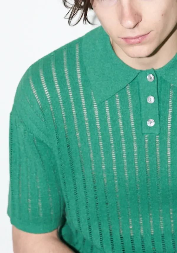 Erotokritos Tops & Shirts | Knitwear*Wesley - Crepe Knit Polo Shirt - Green