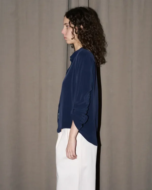 Erotokritos Tops & Shirts*Whitney - Silk Shirt - Navy