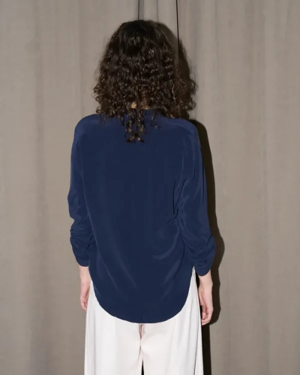 Erotokritos Tops & Shirts*Whitney - Silk Shirt - Navy