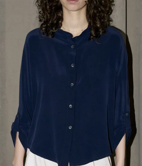 Erotokritos Tops & Shirts*Whitney - Silk Shirt - Navy