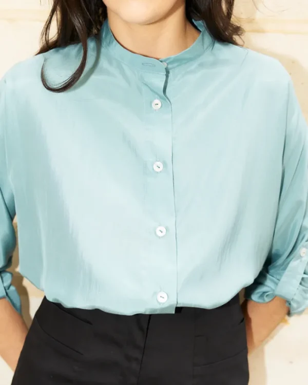 Erotokritos Tops & Shirts*Whitney Silk Shirt-Mint Blue