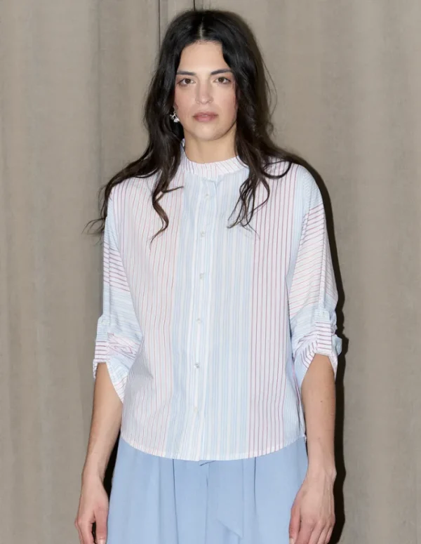 Erotokritos Tops & Shirts*Whitney Stripe Shirt - Light Blue/Red