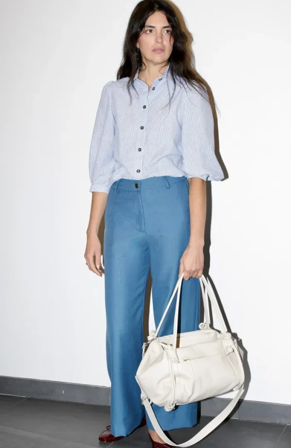 Erotokritos Bottoms*Ziah - Sailor leg Wool Pants - Foggy Blue