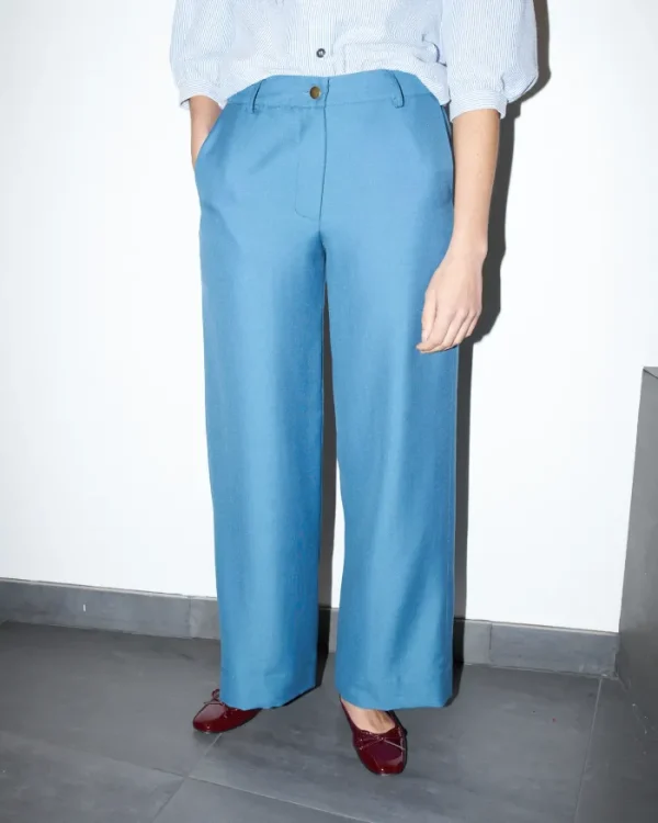 Erotokritos Bottoms*Ziah - Sailor leg Wool Pants - Foggy Blue