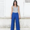 Erotokritos Bottoms*Ziha-Wide Leg Canvas Pants-Royal Blue